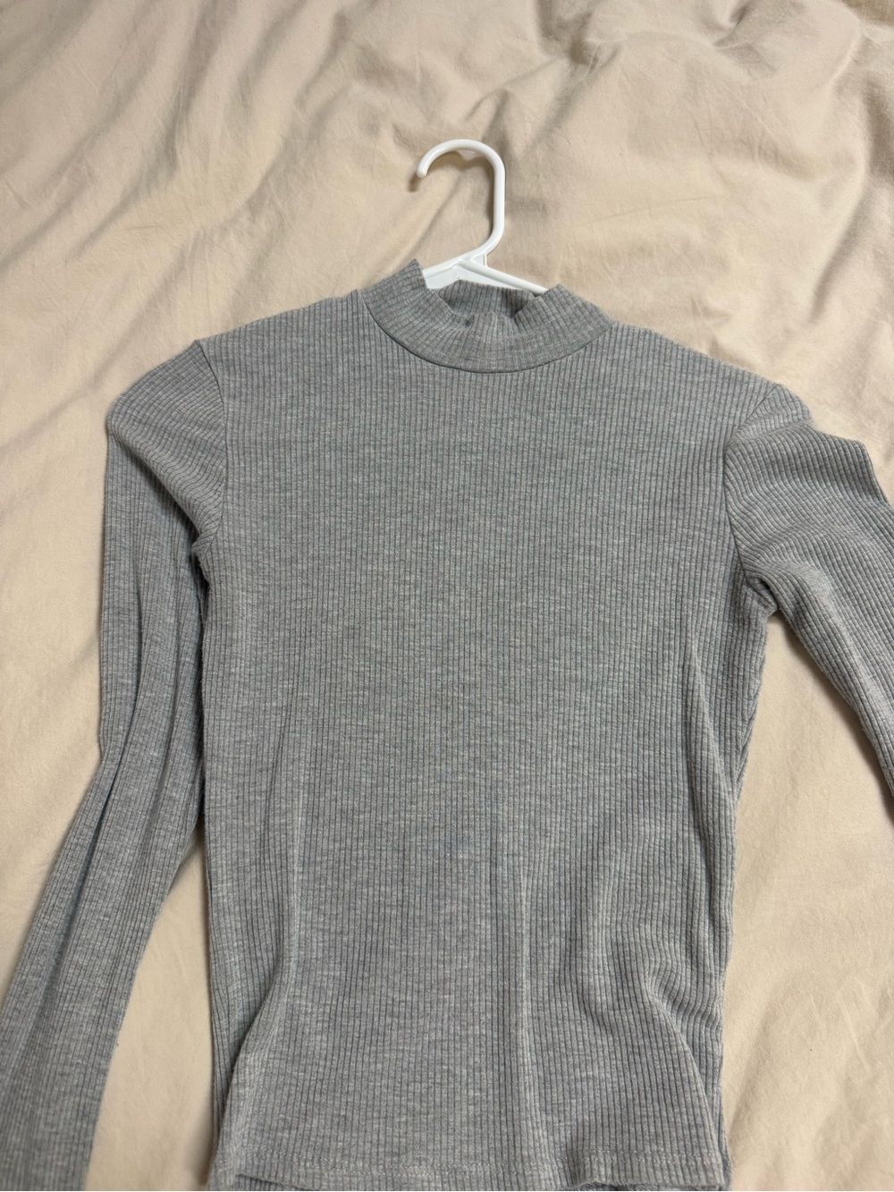Grey ribbed high neck long sleeve size small